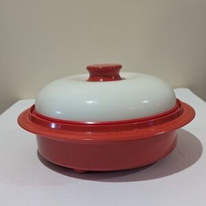Range Mate MICROWAVE Cooking Grill Red Silicone Steamer & Muffin Pan Round